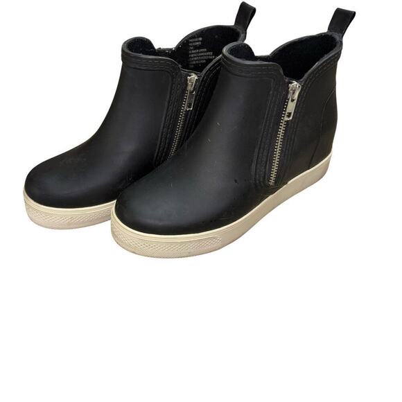 Steve Madden Black Wedge Rubber Pull On Snow Booties Women's 7 Casual Zipper - Picture 7 of 13